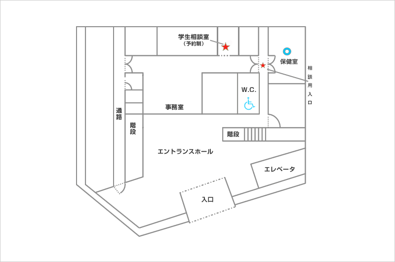 西宮キャンパスフロア図（1階）