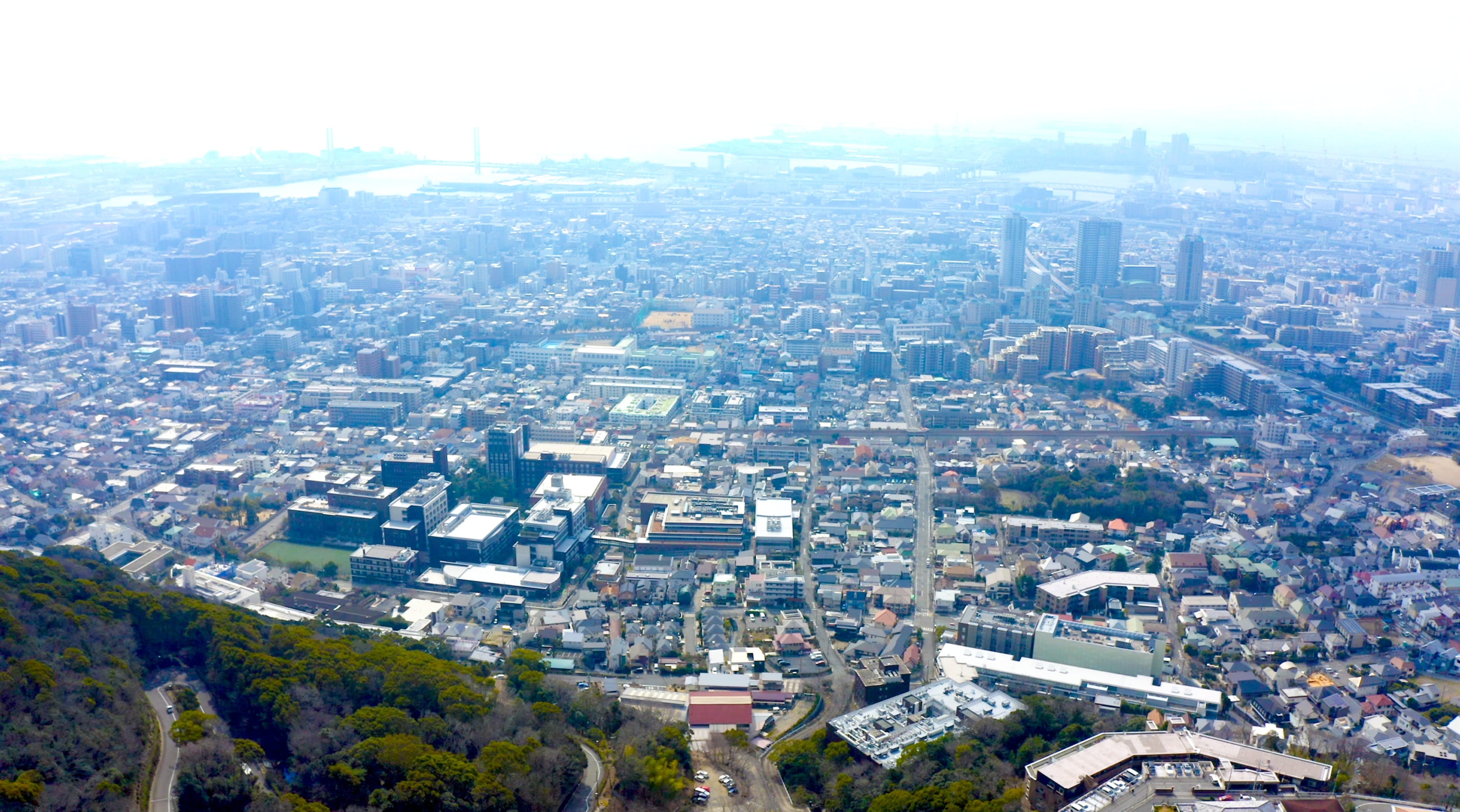 町の上空からの景色