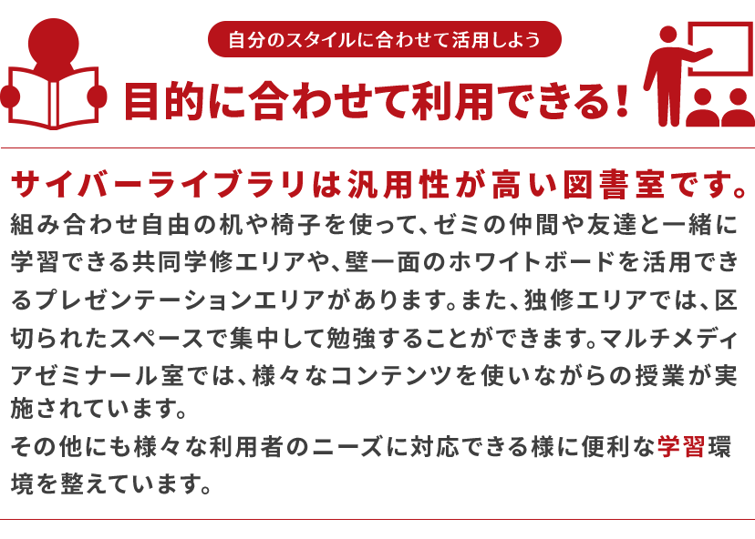 目的に合わせて利用できる！